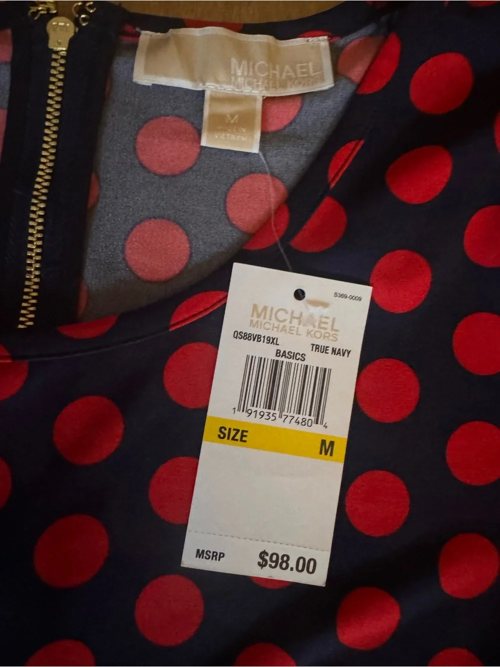 🇺🇸 Michael Kors Navy Dress with Red Polka Dots